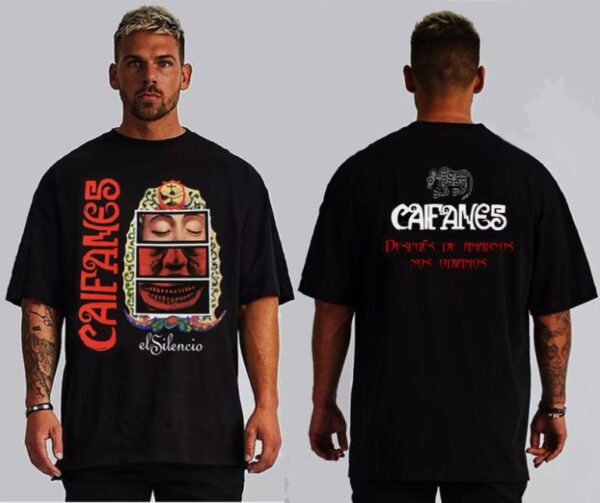 CAIFANES EL SILENCIO FRONT & BACK PRINT BLACK T SHIRTS (SIZE XL)