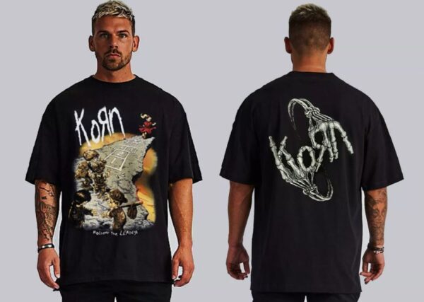 KORN FOLLOW THE LEADER FRONT & BACK PRINT T SHIRTS ROCK (SIZE M)