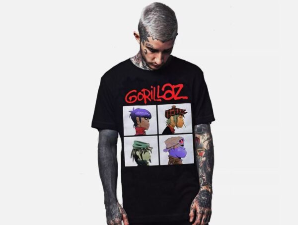 GORILLAZ HARD ROCK T SHIRTS MEN'S (SIZE L )