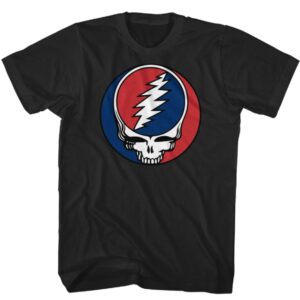 GRATEFUL DEAD STEAL YOUR FACE LOGO T-SHIRTS (M) BLACK