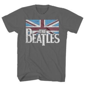 BEATLES DISTRESSED BRITISH FLAG (XL) CHARCOAL T-SHIRTS